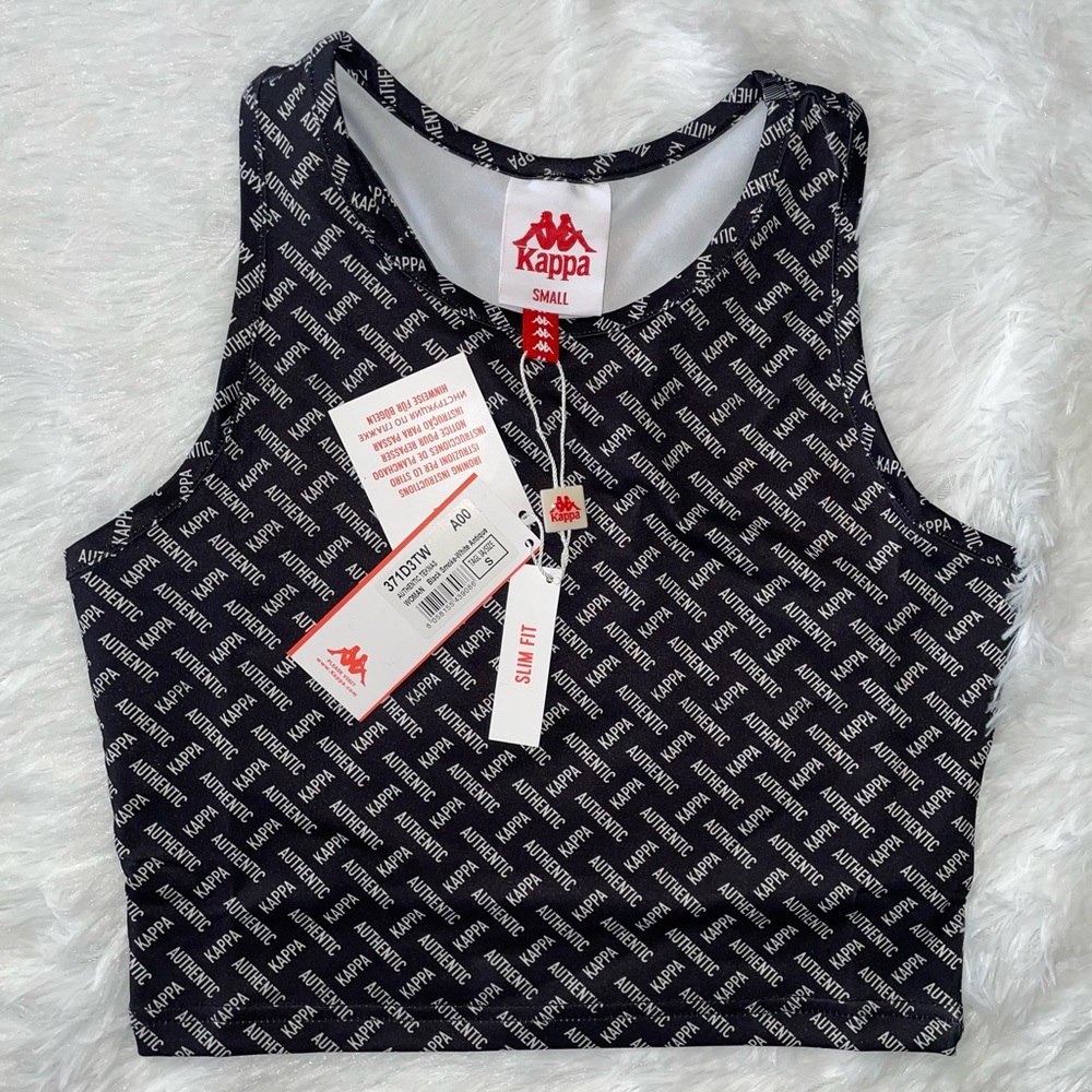 New Kappa Authentic Teknas Crop Top Women  Black Smoke White Womens Size Small